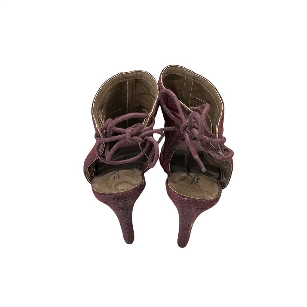 Rialto Women’s Maroon High Heels Strappy Tie Back 8 - Picture 3 of 5